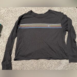 Billabong Black Long Sleeve Shirt with Multicolor Stripes